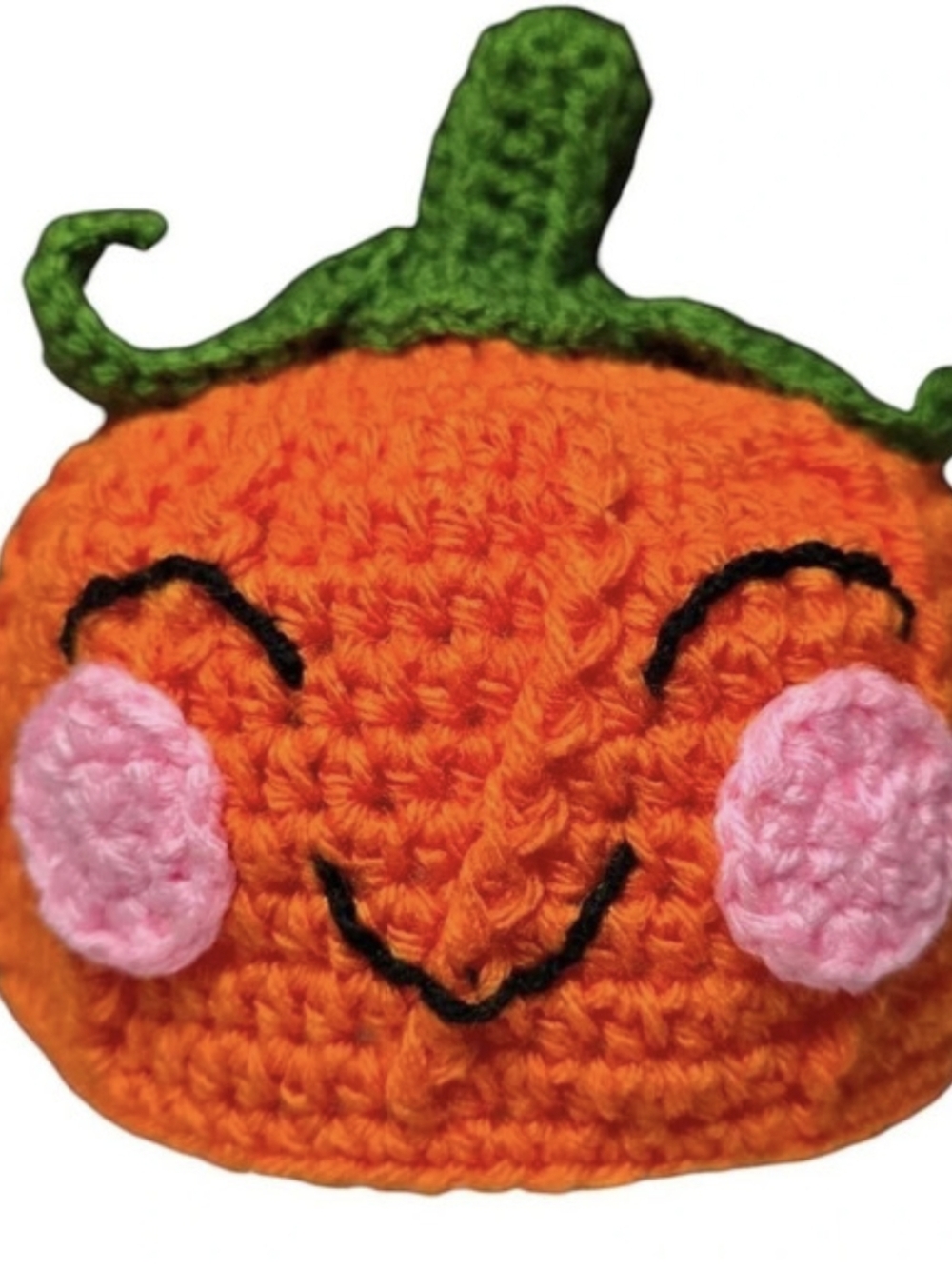 Handmade Crochet Baby Pumpkin Crochet Hat Orange & Green-Size 1-3 Months-New